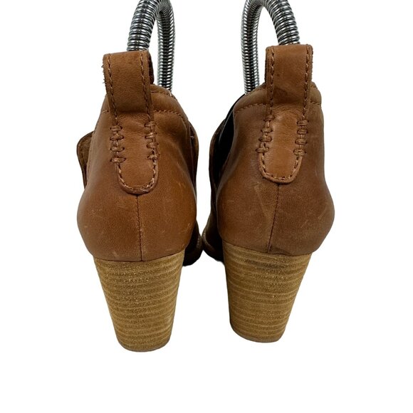 Jeffrey Campbell Rosalee Tan Leather Ankle Booties Stacked Block Heel Size 5 - Picture 2 of 9